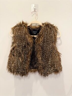 bebe Faux Fur Boho Vest Cropped Festival Jacket Size XS/S